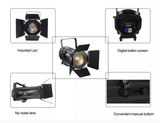 LED Fresnel Spotlight with Auto Zoom — Fresnel прожектор 350 Вт RGBW с авто-зумом 15–50°