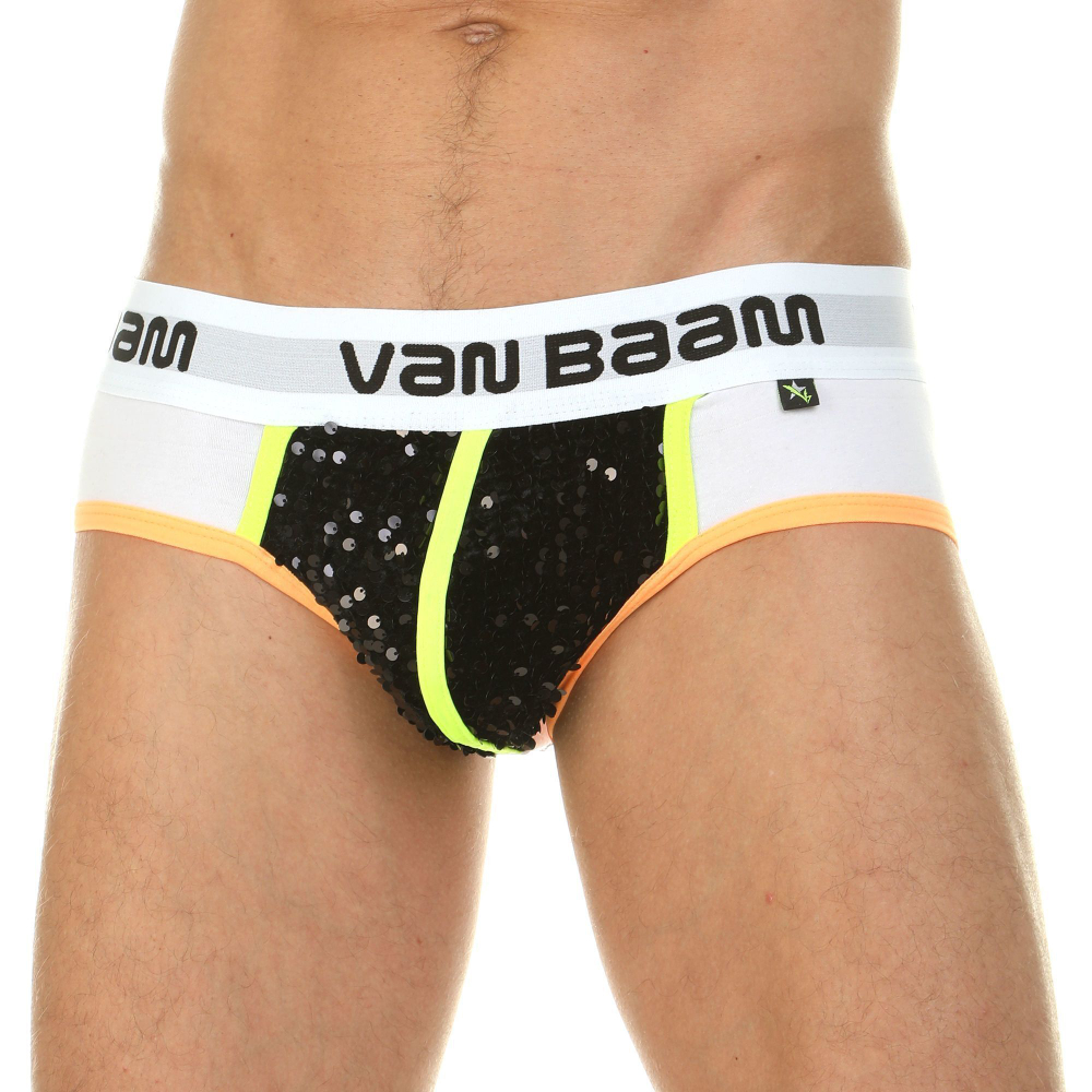 Оригинальные трусы-брифы с черными пайетками (Размер: S) (Цвет: черный)