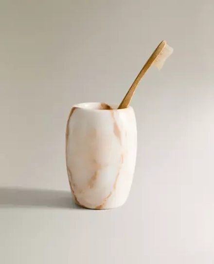 ZARA HOME СТАКАН ДЛЯ ЗУБНЫХ ЩЕТОК ИЗ МРАМОРА, ЭКРЮ