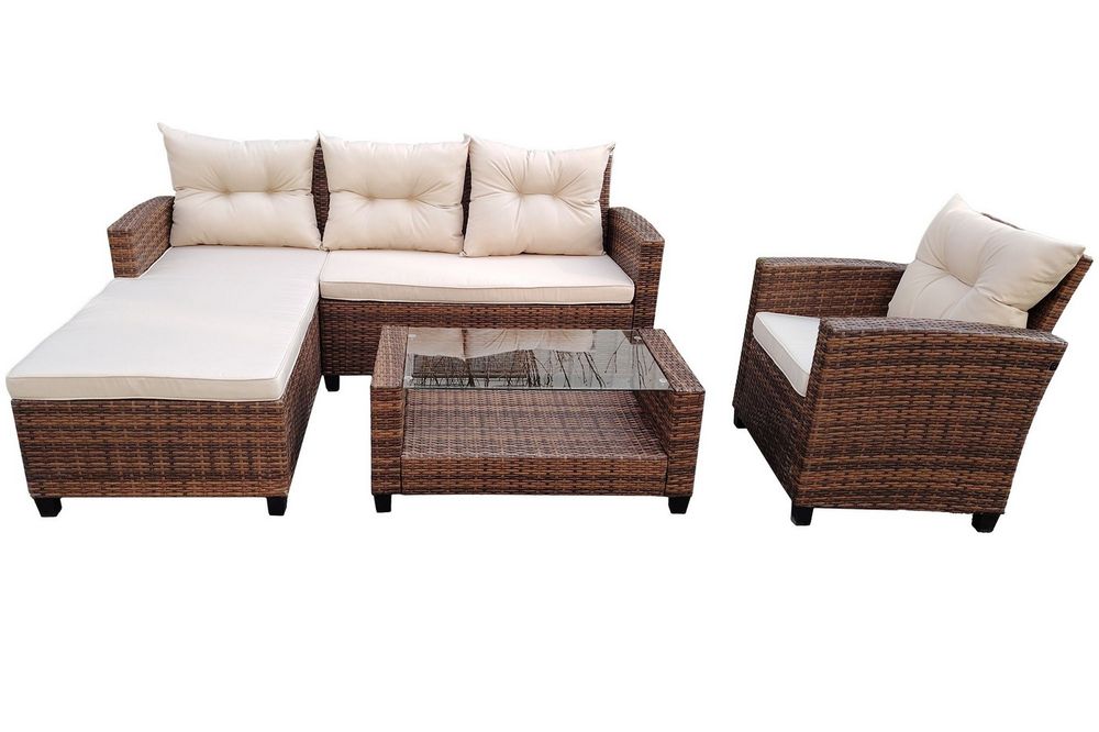 "Атланта" лаунж-зона из искусственного ротанга, цвет коричневый