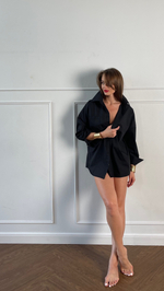 Рубашка мужа из хлопка в черном оттенке