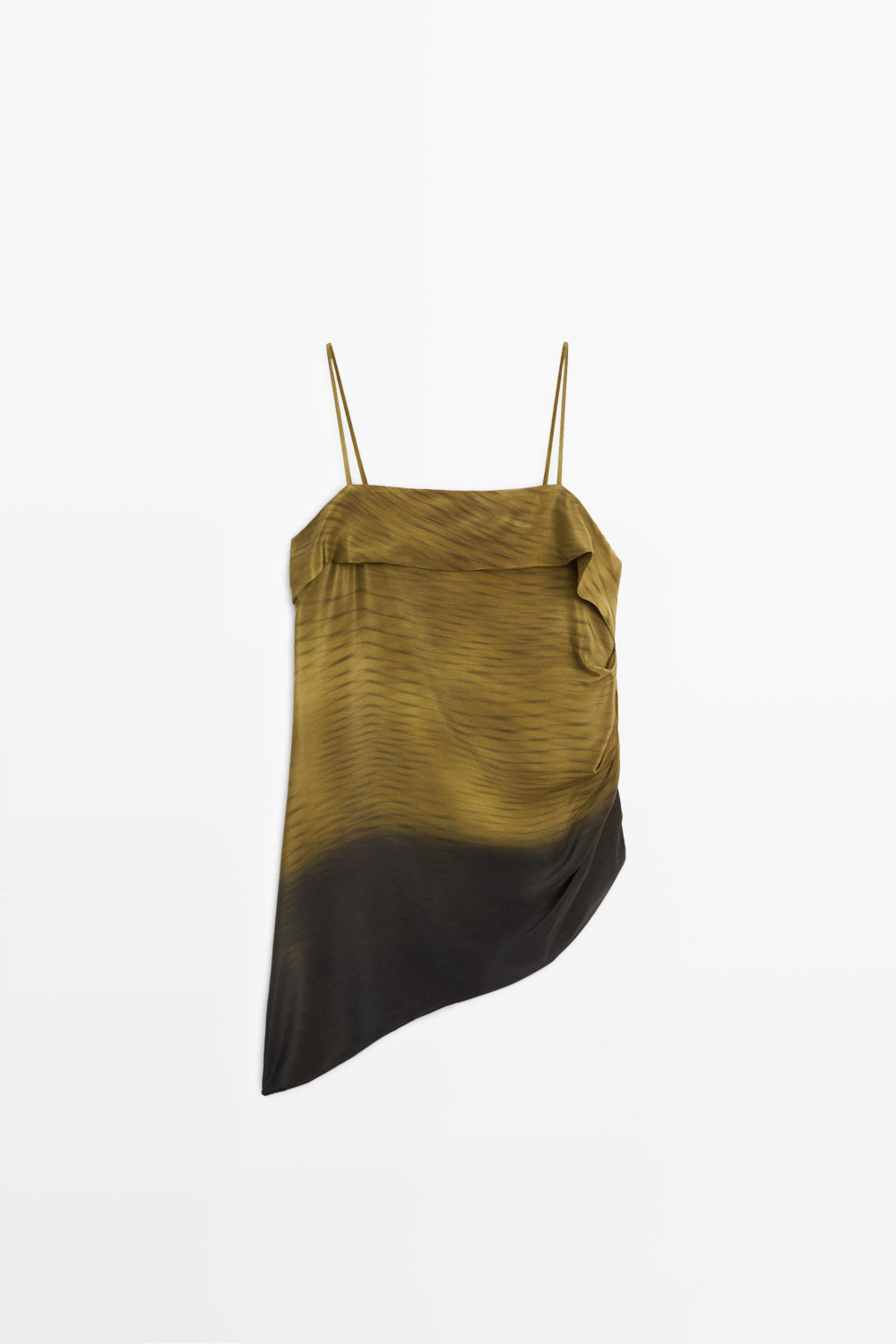 Massimo Dutti Асимметричный топ на бретелях с драпировкой, хаки