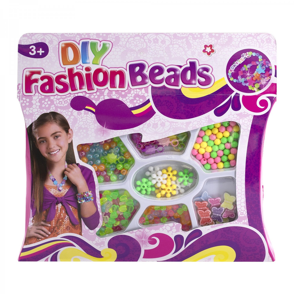 Набор для создания украшений-бусины Alingar, 225х205х30мм, "Brilliant", 6 вид. бус., подвес., 1х1,5 м резинка, карт. уп., европод.