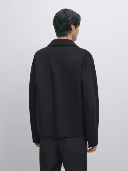 Massimo Dutti Куртка из смесовой шерсти в тонкую полоску, темно-синий