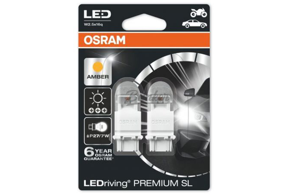 Комплект ламп PY27/7W 12V 1,42/0,54W W2.5x16q LEDRIVING premium /красный/PY27/7W 2шт.(1к-т)