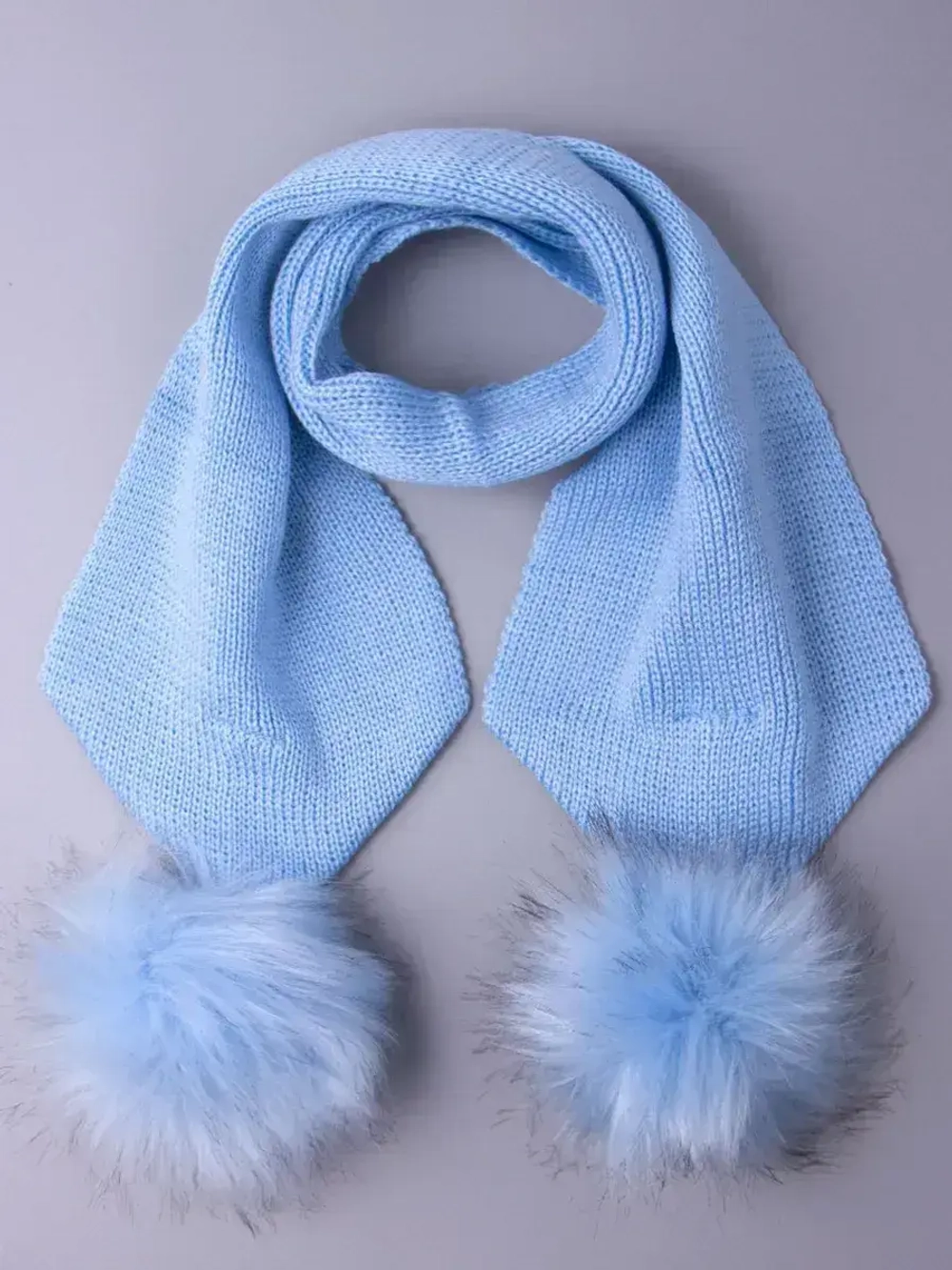 Шарф зимний вязаный с помпонами для детей