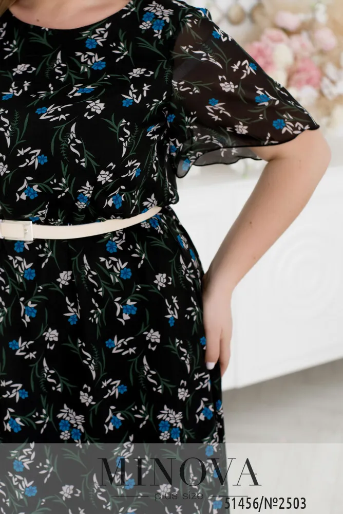 Платье 2503-черный-голубой Minova