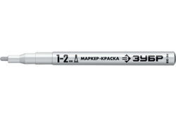 Маркер-краска ЗУБР Профессионал МК-200 круглый наконечник, 1-2 мм, белый 06326-8