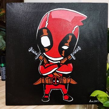 Картина авторская на холсте "Little Deadpool" (50х50см)