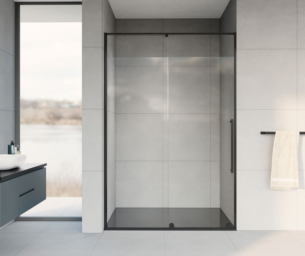 Душевая дверь Arno VPS-1A120CLB, 1200, черный, стекло прозрачное