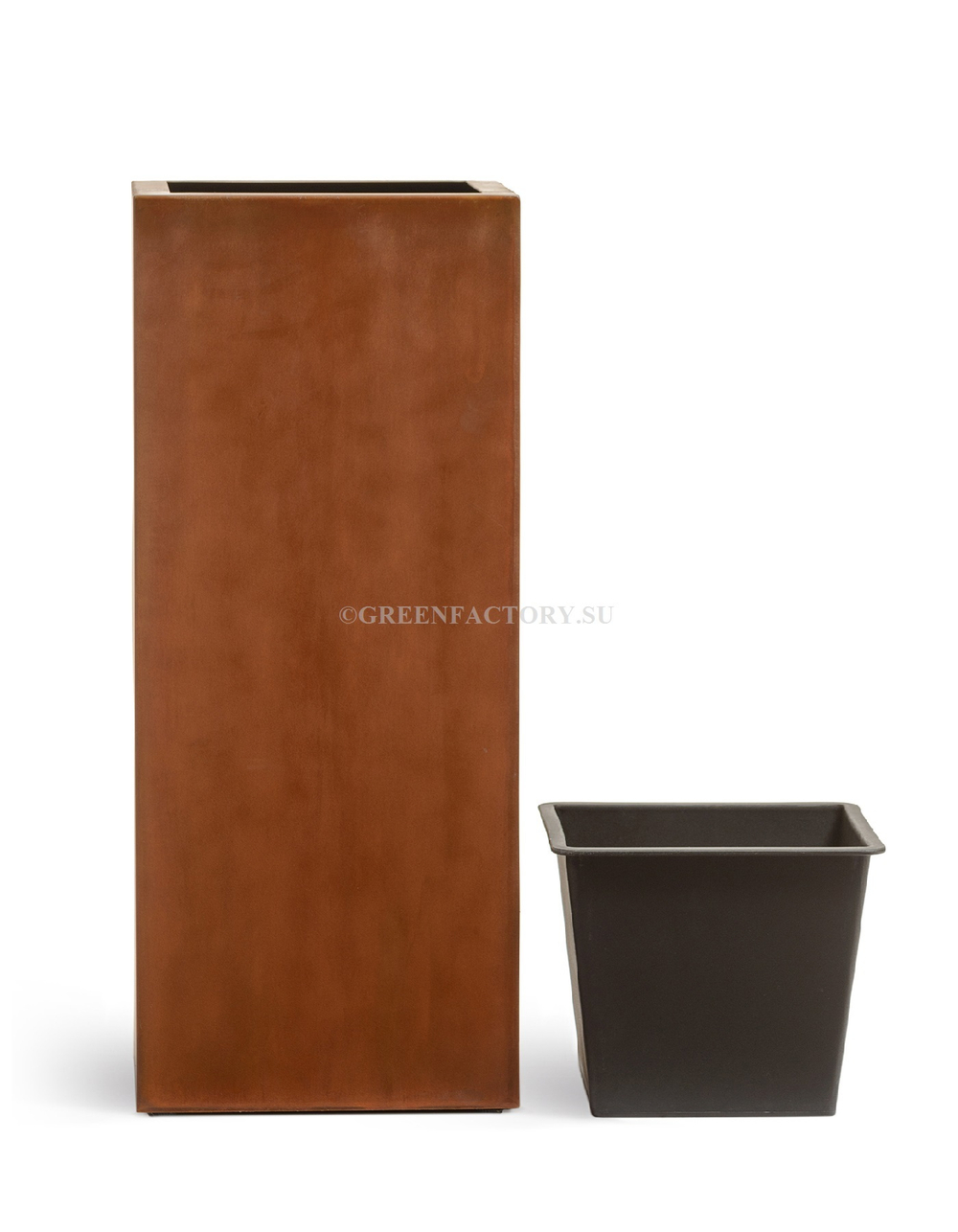 Кашпо TREEZ Effectory - серия Corten Steel - Высокий куб - Кортеновская сталь - Бархатистая окись