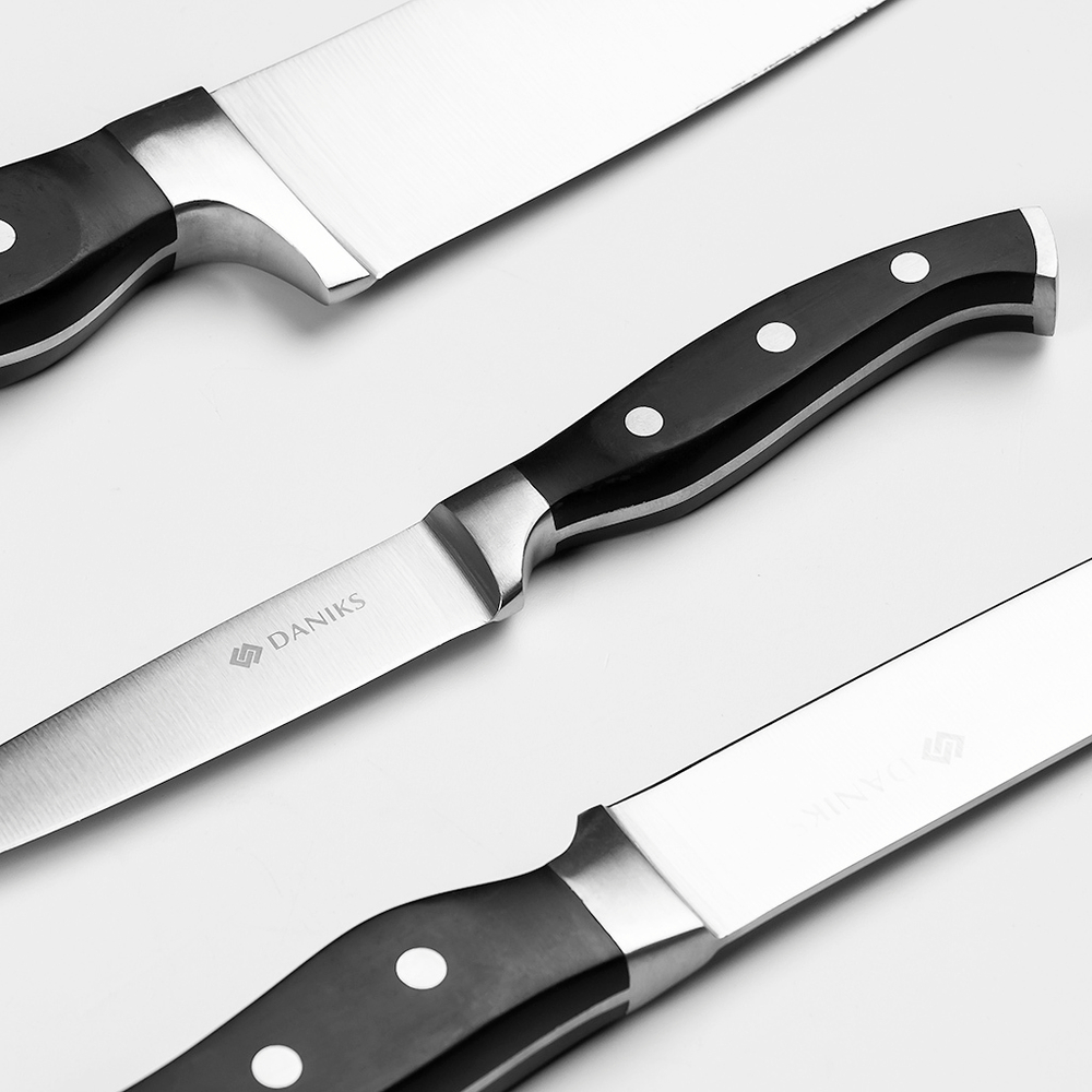 Нож кухонный Daniks, Reference, шеф-нож, нерж сталь, 20 см, рук дерев, S-K43306-02