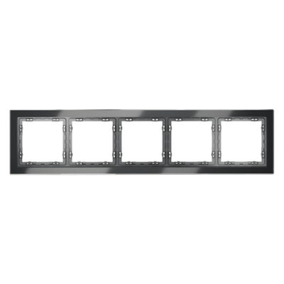 Рамка стеклянная VOLTUM S70 на 5 постов, (графит, стекло)