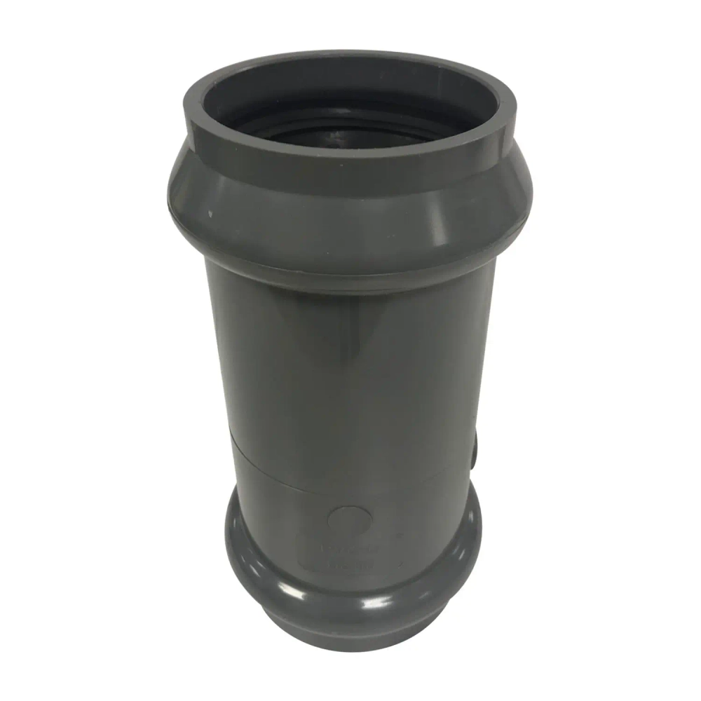 Муфта напорная НПВХ 125 соединительная двухраструбная под уплотнительное кольцо, цвет серый (Россия)