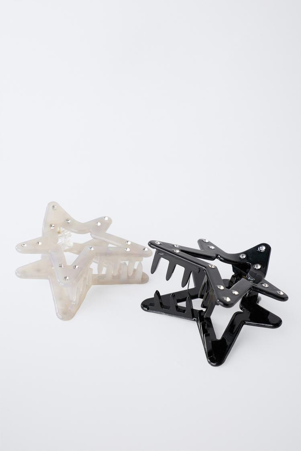 ZARA НАБОР ИЗ ДВУХ ЗАКОЛОК «ЗВЕЗДЫ» СО СТРАЗАМИ, ЧЕРНЫЙ