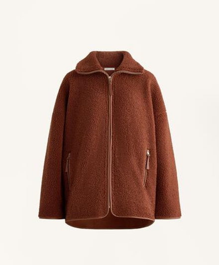 Oysho Куртка из искусственной шерсти, терракотовый