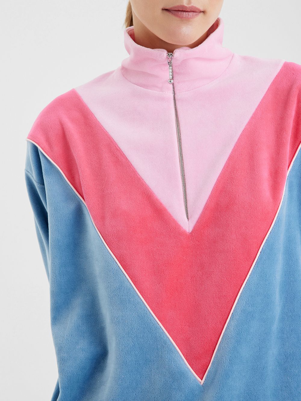 Толстовка на молнии голубой/розовый