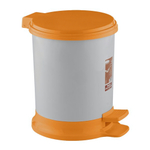 Ведро для мусора с педалью 7л цвет белый с оранжевой крышкой, устойчивое