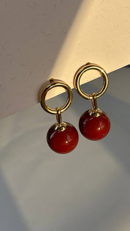 Серьги ягода малинка