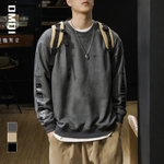 Мужская толстовка в американском ретро-стиле на весну и осень, очень большая, на флисовой подкладке, без капюшона, с длинным рукавом, в стиле Чжуншань.