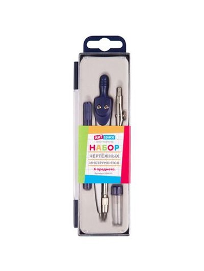 Готовальня 4 предмета, циркуль 115мм, (260695)