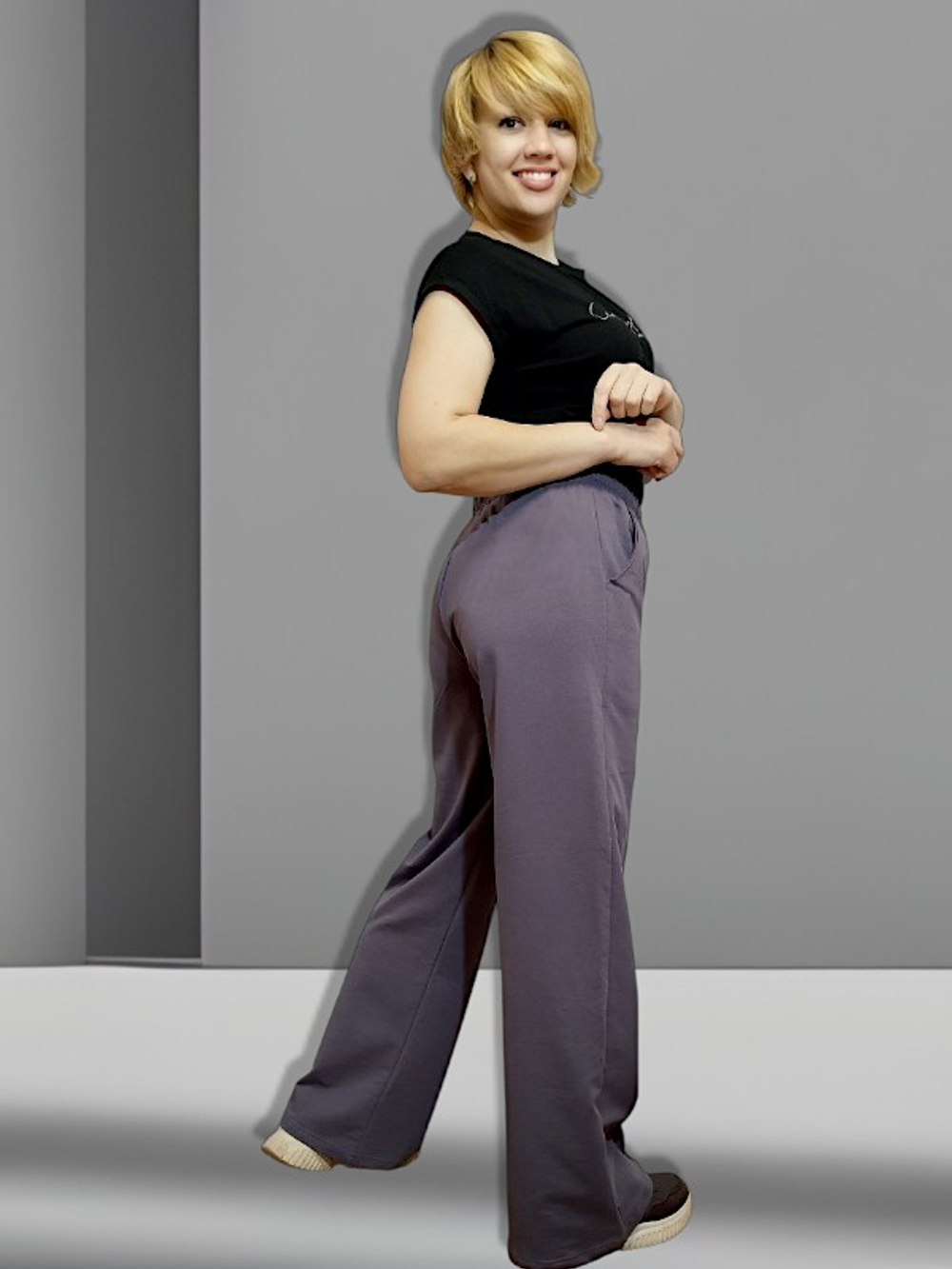 OWS-77 Брюки женские с карманами (футер 2-х нитка) (XL (52))