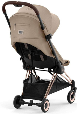 Коляска Cybex Coya Rosegold Frame Cloud G i-Size Lava Grey 2 в 1 Cozy Beige с дождевиком и бампером