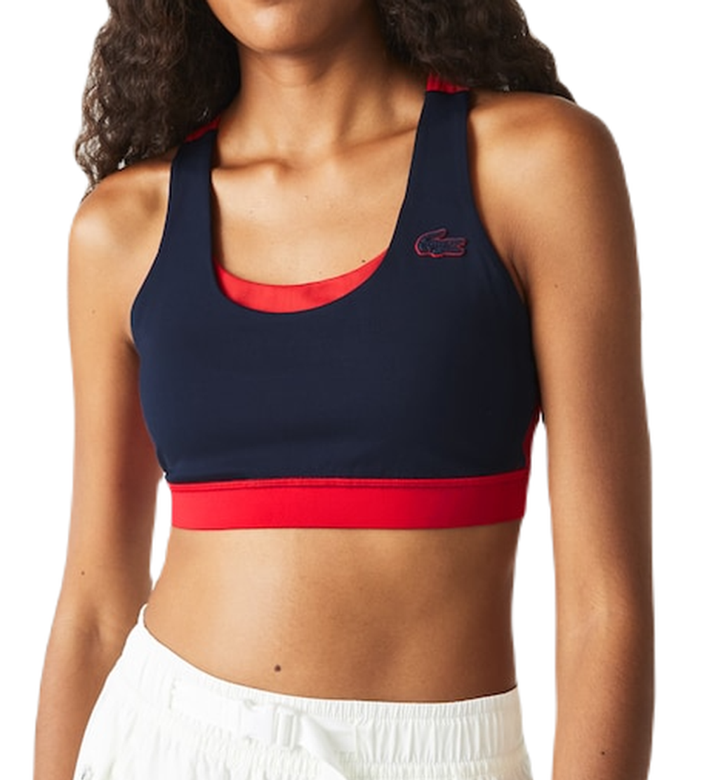 ТОП теннисный Lacoste SPORT Color-Block Recycled Polyester Sports Bra - navy blue/red/green