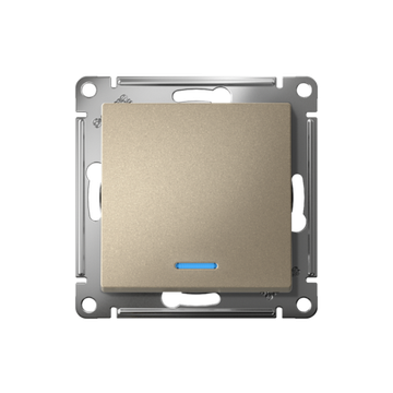 Выключатель 1-кл. СП AtlasDesign 10А IP20 (сх. 1а) 10AX с подсветкой механизм шампань SE ATN000513