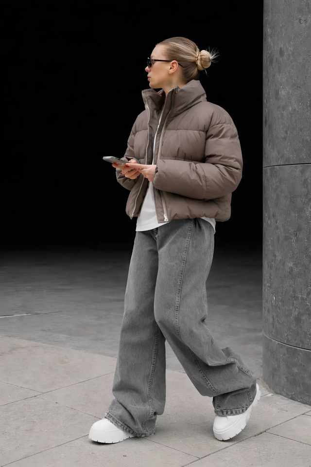 Пуховик женский демисезонный кофе