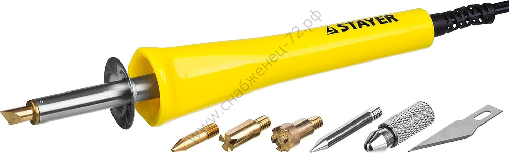 STAYER MAXTerm 30Вт, 3в1 в наборе: 5 насадок + термонож, Прибор для выжигания, пайки и резки (45221)