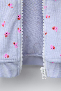 ZARA ТОЛСТОВКА С КАПЮШОНОМ И ЦВЕТОЧНЫМ ПРИНТОМ, ЛАВАНДОВЫЙ