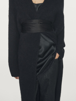 Massimo Dutti Длинный кардиган из ворсованной смесовой альпаки, темно-синий