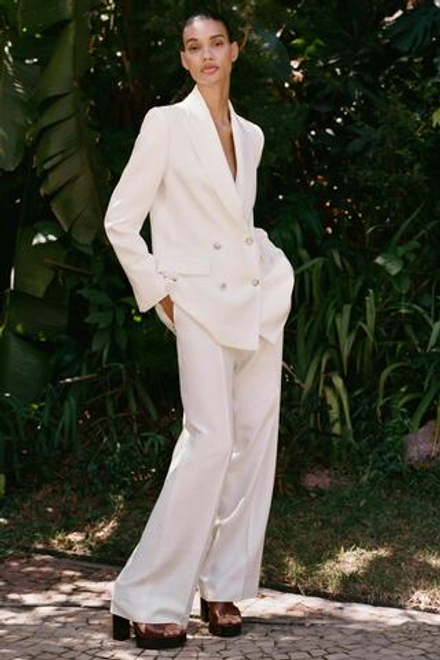 ZARA ШИРОКИЕ ЖАККАРДОВЫЕ БРЮКИ, ЖЕЛТОВАТО-БЕЛЫЙ