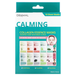 Dermal, Collagen Essence, маски с коллагеном, успокаивающие, ассорти, 10 шт. по 23 г (0,81 унции)