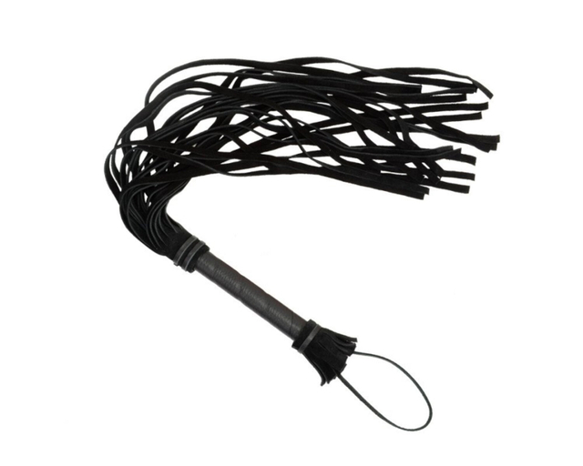 Черный флогер с хвостами из велюровой кожи чёрного цвета