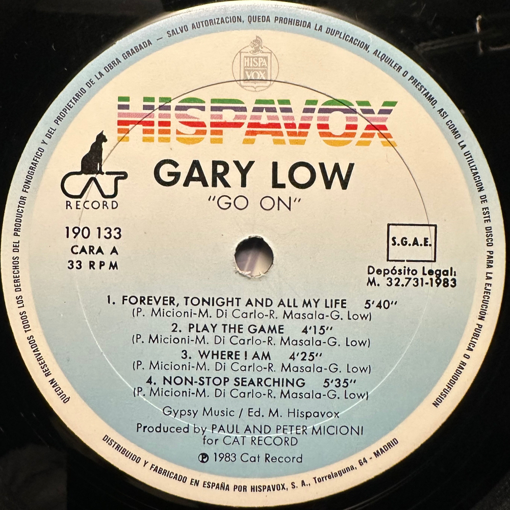 Gary Low ‎– Go On (Испания 1983г.)
