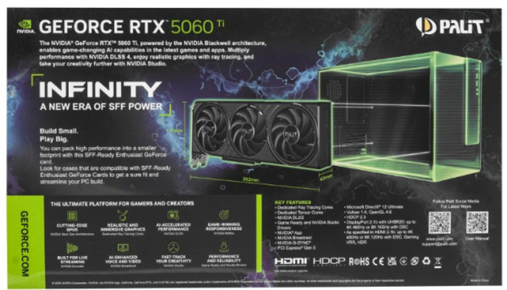 Видеокарта Palit GeForce RTX 5060 INFINITY 3 OC (NE75060T19P1-GB2063S)