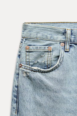 ZARA ДЖИНСЫ RELAXED СО СРЕДНЕЙ ПОСАДКОЙ — ZW COLLECTION, ГОЛУБОЙ