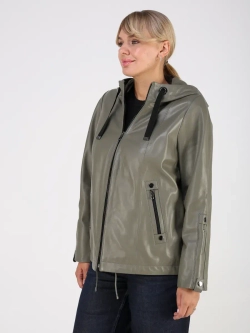 Кожаная куртка демисезонная с капюшоном