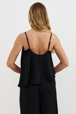 Асимметричный топ из шифона черного цвета