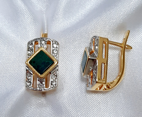 "Маэстро" серьги в золотом покрытии из коллекции "Самоцветы" от Jenavi с английским замком