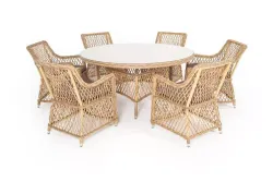 "Эспрессо-150 L" обеденная группа плетеная, цвет соломенный