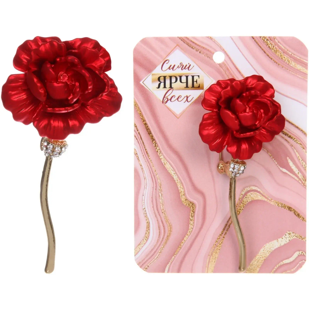 Брошь «GOLD Podarok», Пион, цвет как на фото, 6*2.8см (символ Очарования и Любви)