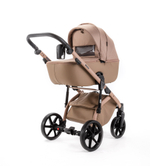 Детская универсальная коляска Adamex NOLA Natura CAMEL-5 (2в1) - Темно-бежевая ткань, Темно-бежевый экокожи