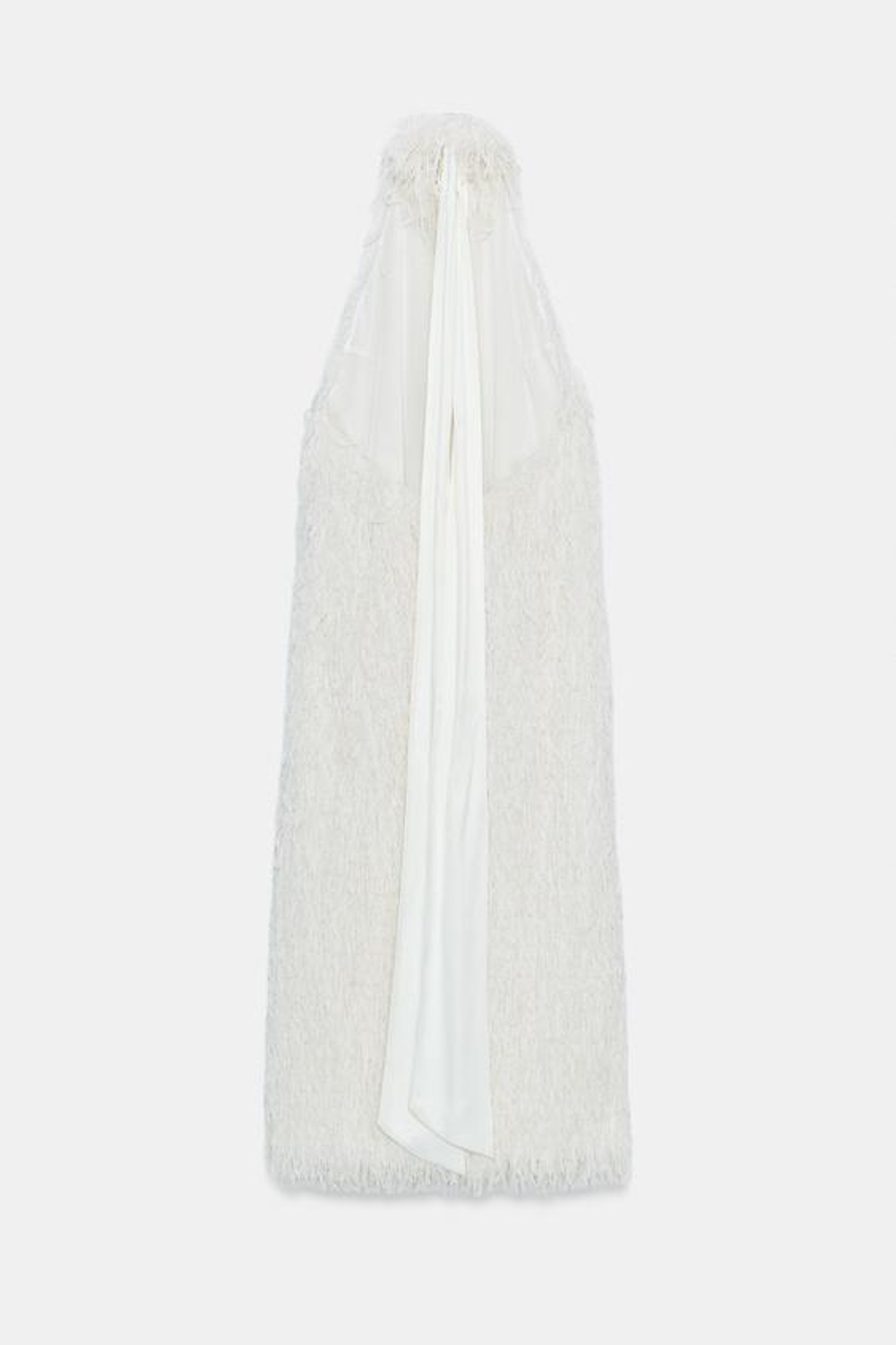 ZARA ПЛАТЬЕ ИЗ КОЛЛЕКЦИИ ZW С ГОРЛОВИНОЙ ХАЛТЕР, БЕЛЫЙ