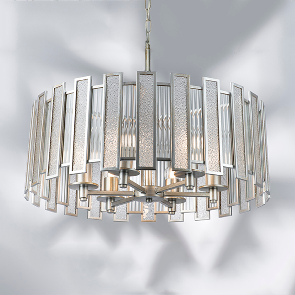 712064 Люстра AGAVE 6х40W E27 СЕРЕБРО С ПАТИНОЙ/ПРОЗРАЧНЫЙ