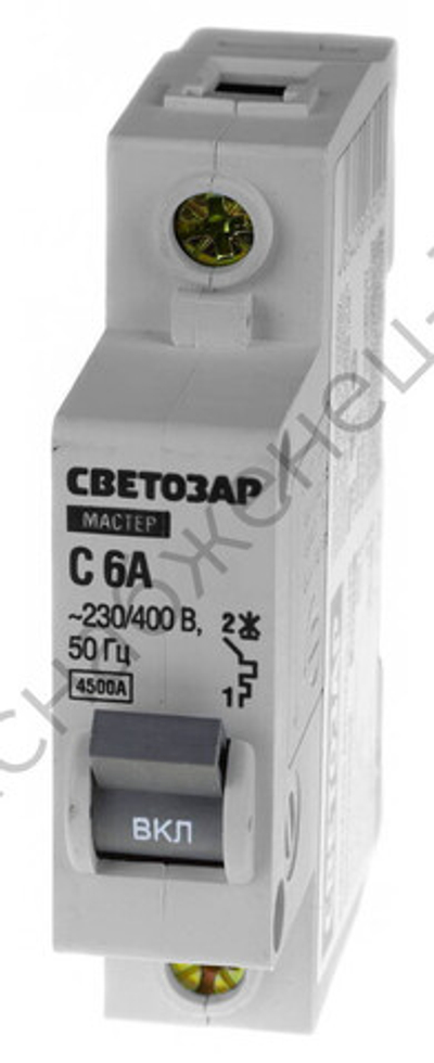 СВЕТОЗАР 1-полюсный, ″С″ (тип расцепления), 6А, 230/400В, Автоматический выключатель (49060-06-C)