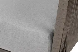 "Багамы" кресло плетеное из роупа, каркас алюминий бежево-серый (RAL7006) муар, роуп серо-коричневый 23мм, ткань светло-серая