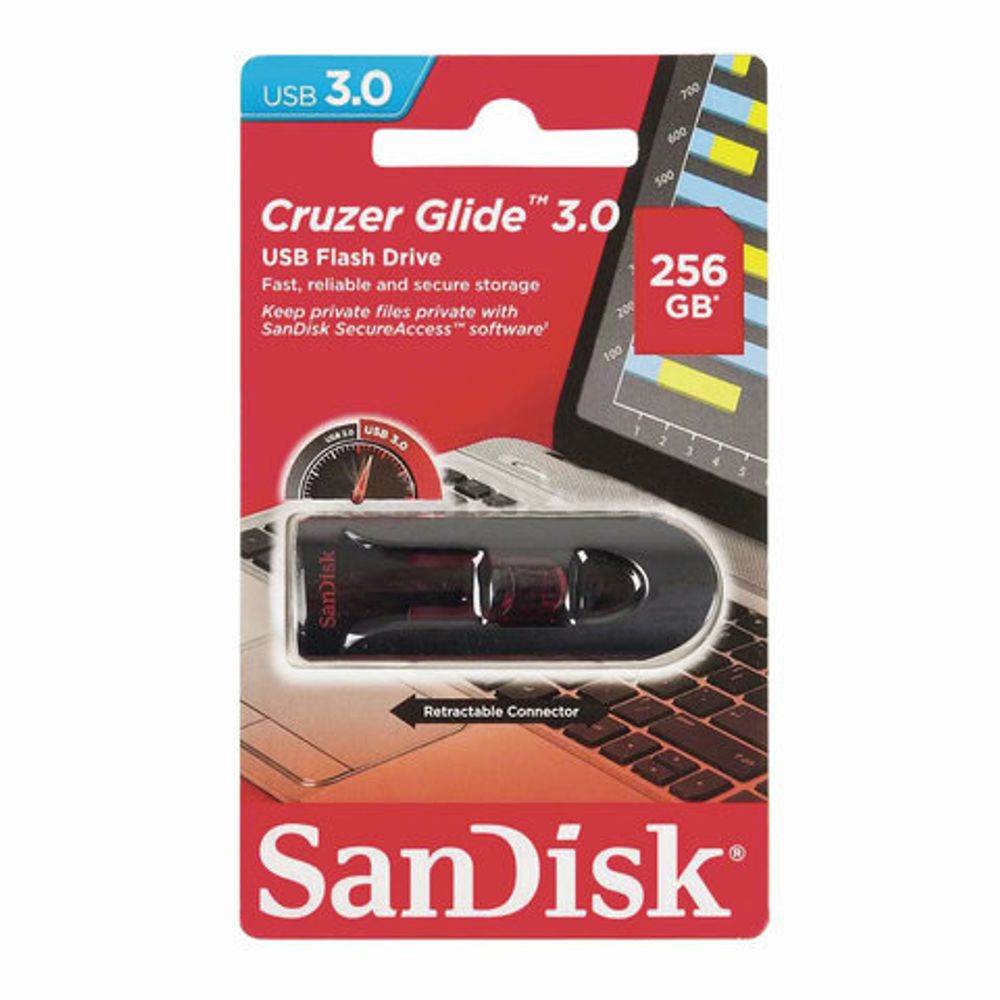 Флеш-диск 256 GB, SANDISK Cruzer Glide, USB 3.0, черный,, Z600-256G-G35